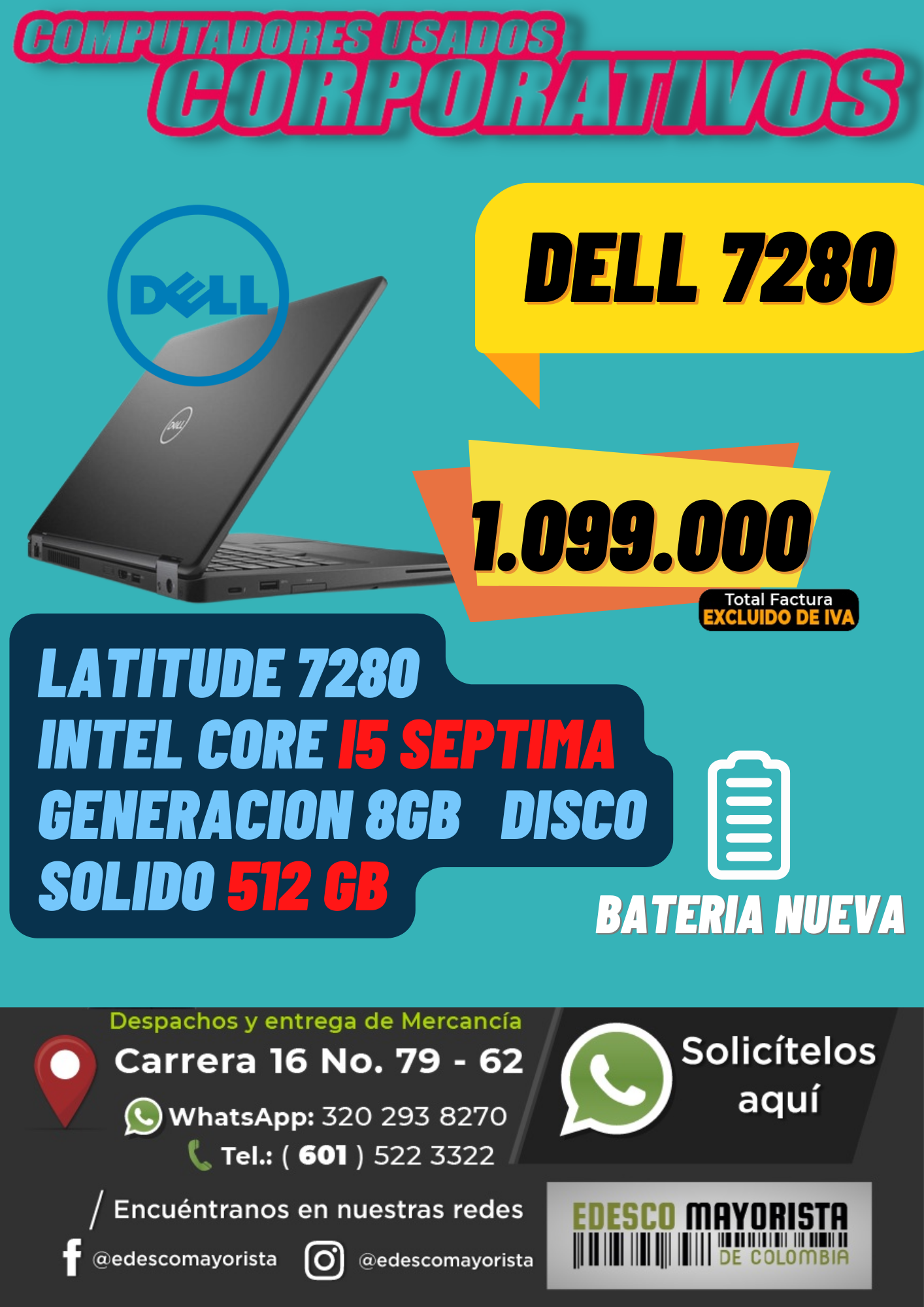 Dell 7280 Batería nueva